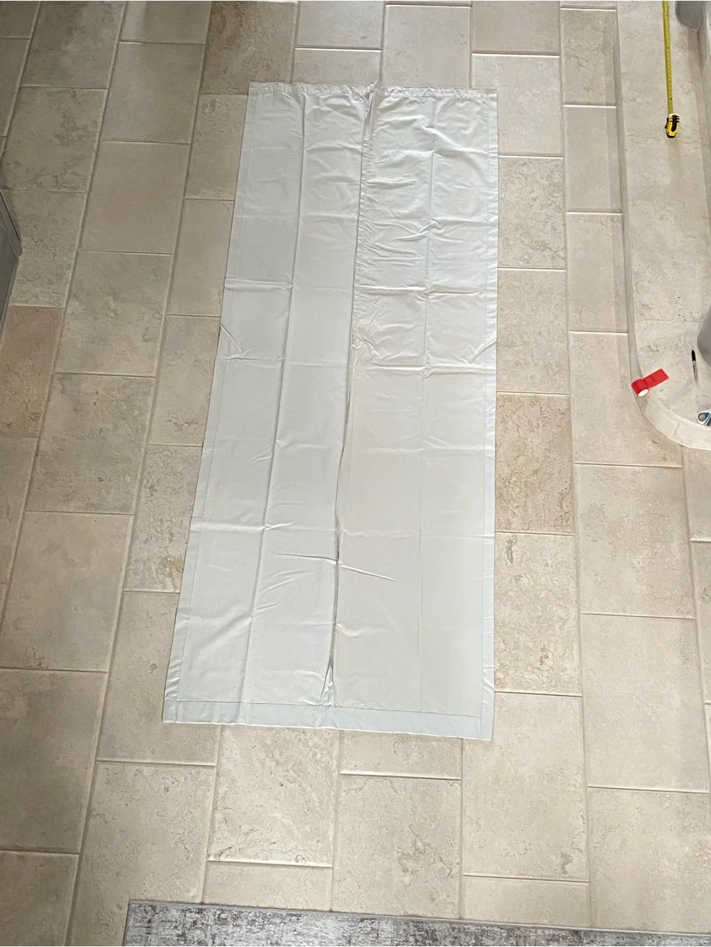 Blackout curtain panel 21 inches wide by 118 inches long, ecru color